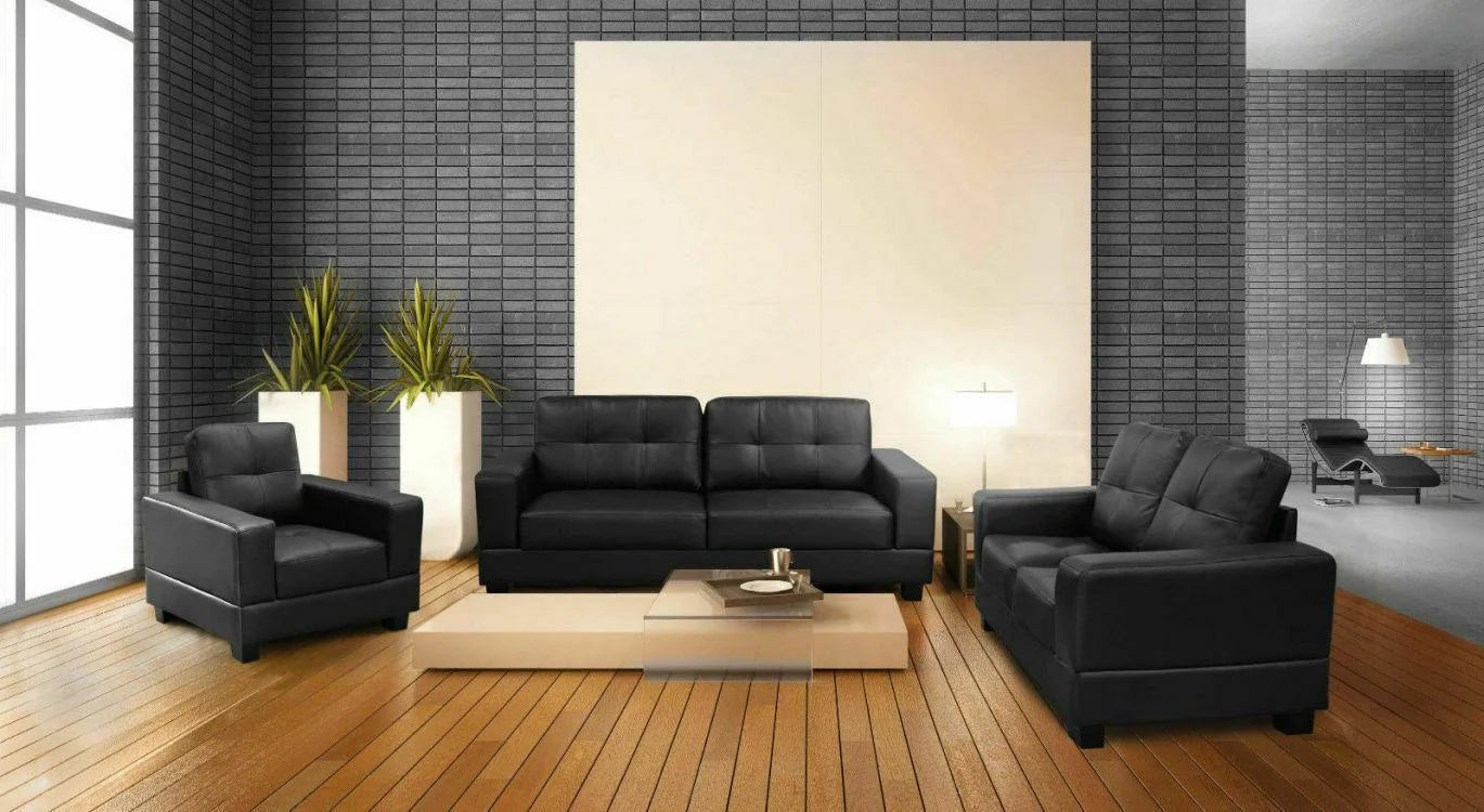 Black Faux Leather  1+2+3 Seater Sofa JERRY Sofas
