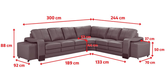 Genuine Leather White 3C2 Corner Sofa with 2 Ottomans SAN FORTE
