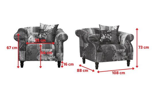 Fabric Patchwork 1 Seater Sofa AVICI GRIDA
