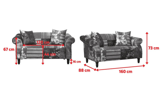 Fabric Patchwork 2 Seater Sofa AVICI GRIDA