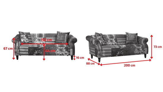 Fabric Patchwork 3 Seater Sofa AVICI GRIDA