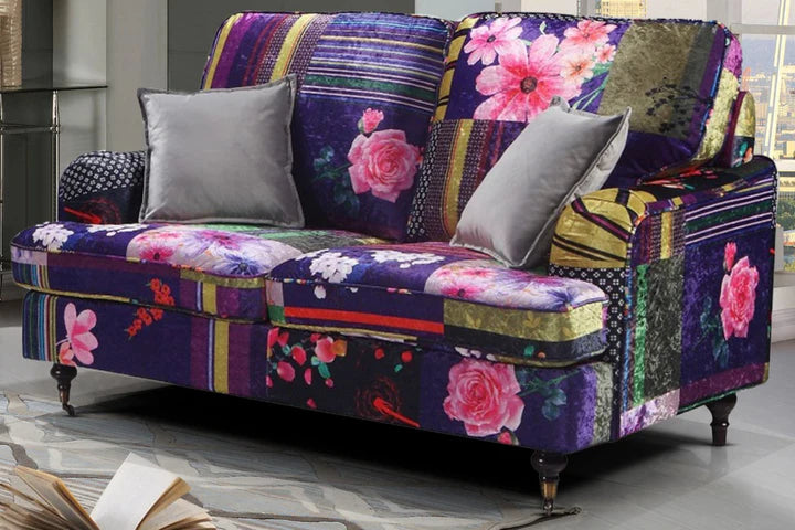 Patchwork Fabric 2 Seater Bella Sofa  ASBURY